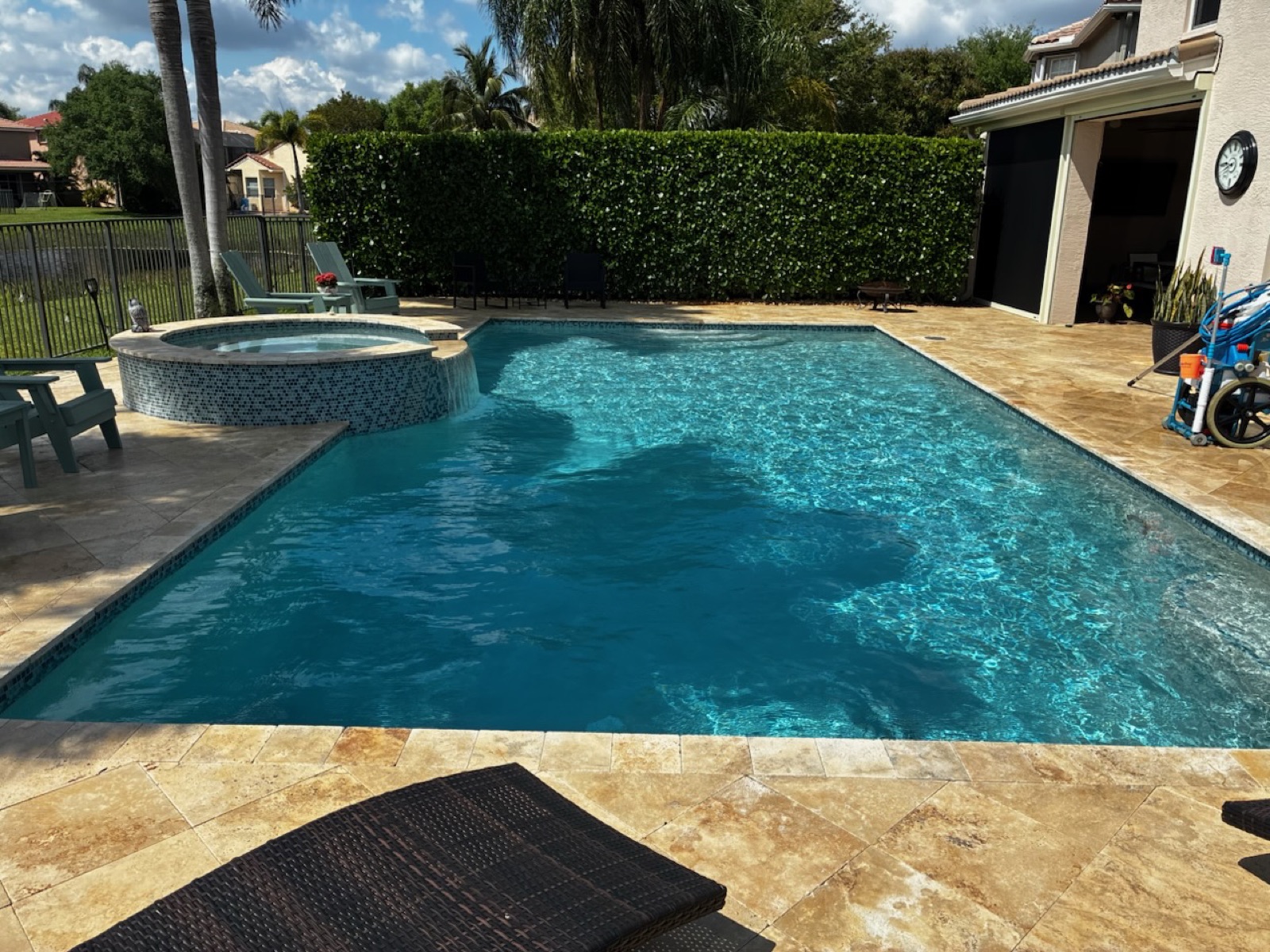 Crystal clear Diamond Brite pool restored by Florida's Best Pools